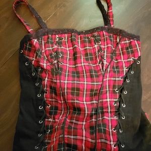 Tripp NYC black and plaid corset